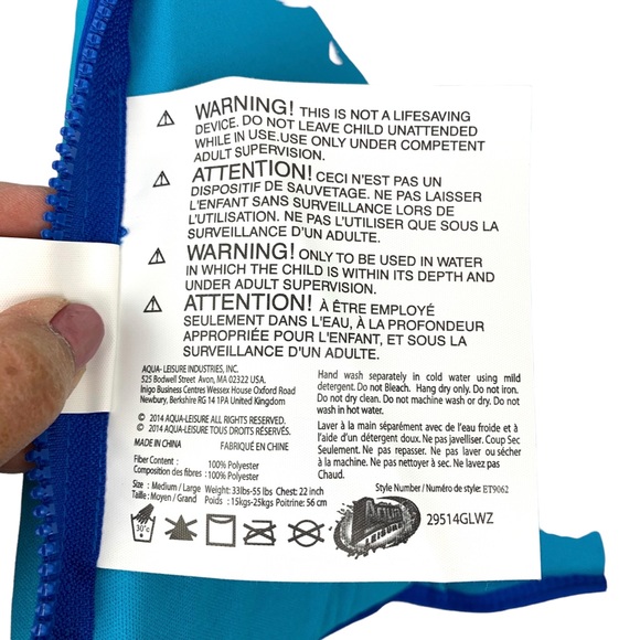 Swim Training Vest Life Jacket SwimSchool Blue Size 33-55 Lbs 22 “ NWT - Picture 8 of 12